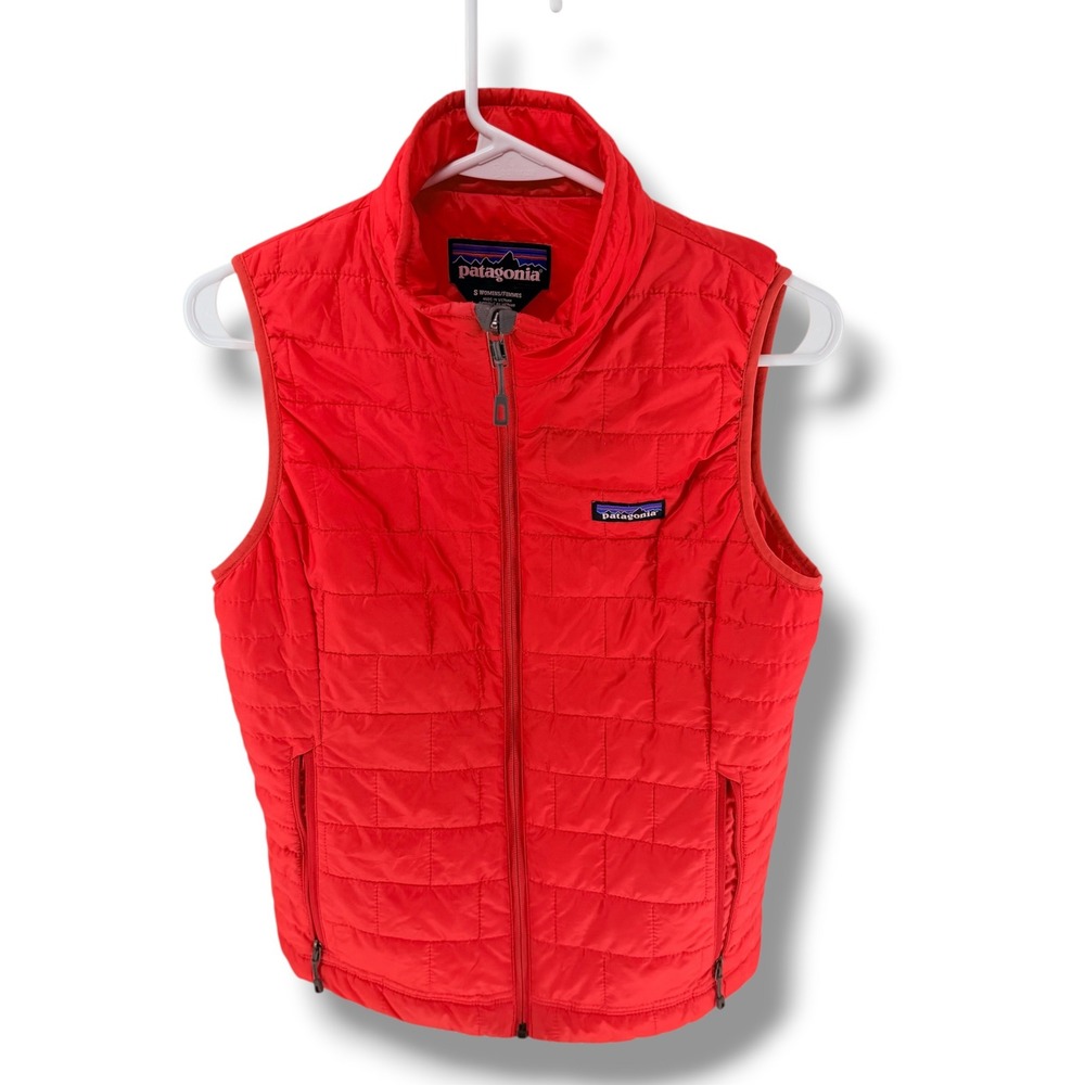 Patagonia Nano Puff Vest Womens Small Red Quilted Full Zip Puffer Jacket